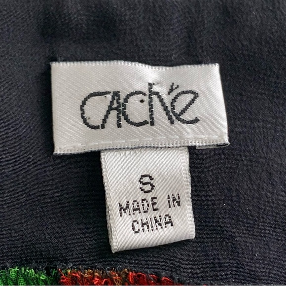 Cache Vintage Sequin Geometric Printed Sheer Silk Dress Size Small - Picture 10 of 11